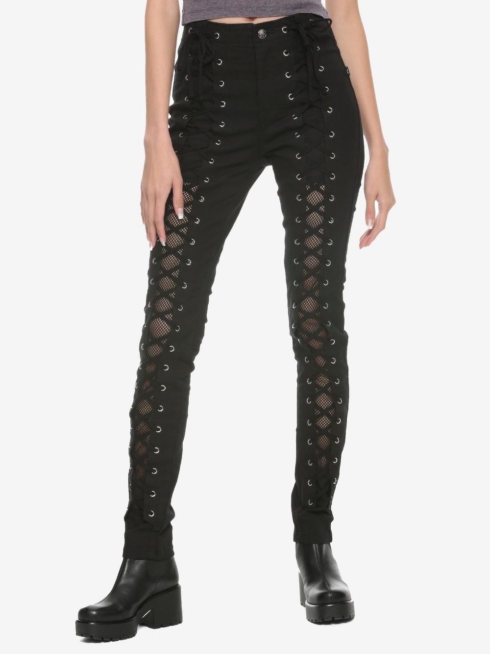 Royal Bones Mesh Corset Skinny Jeans Size 5 Skull Grommet Grunge Emo Gothic